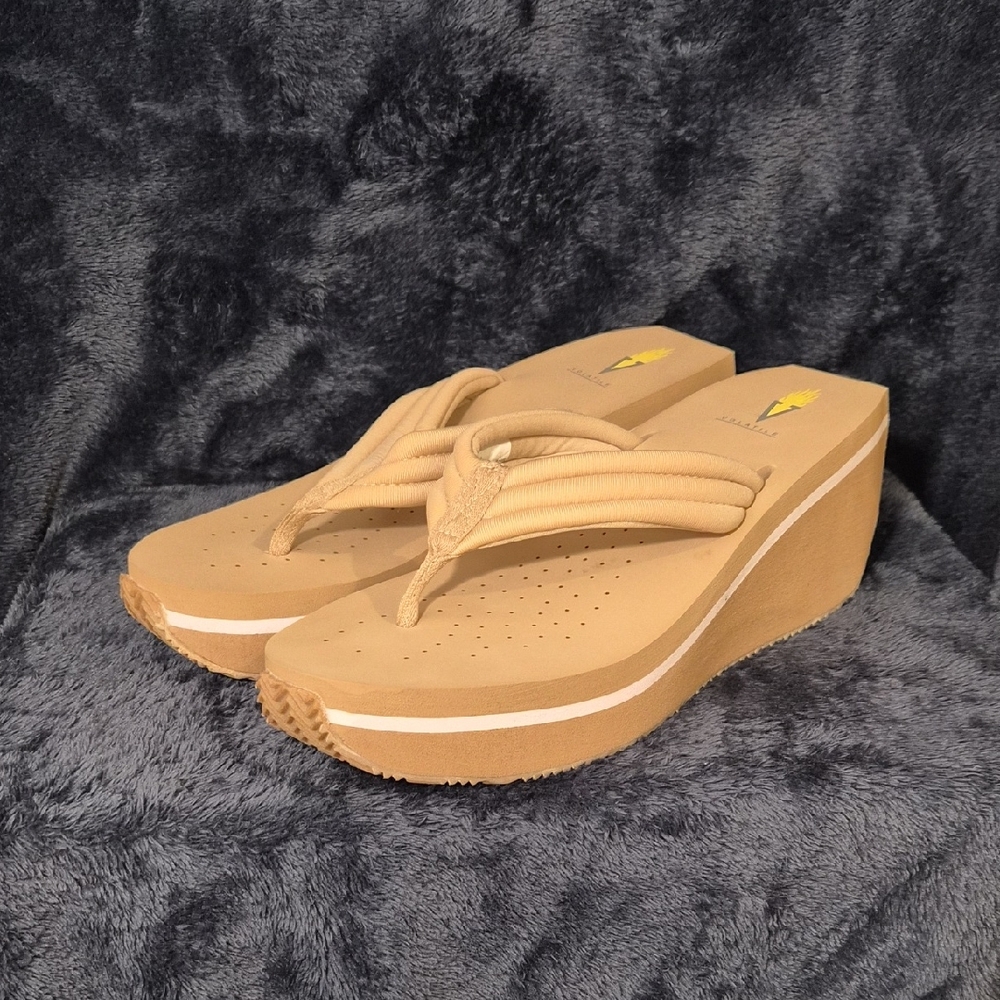 Volatile Beige Wedge Sandals